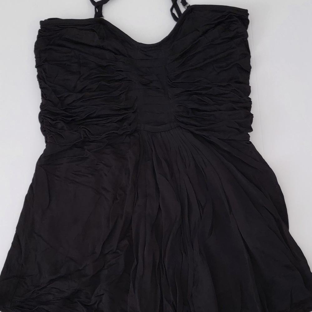 Free People Elegant Black Ruched Top